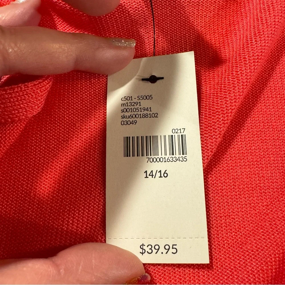 NWT Lane‎ Bryant Open Front Drape Shrug Cardigan Cabo Coral Pink Size 14/16 - Picture 7 of 15